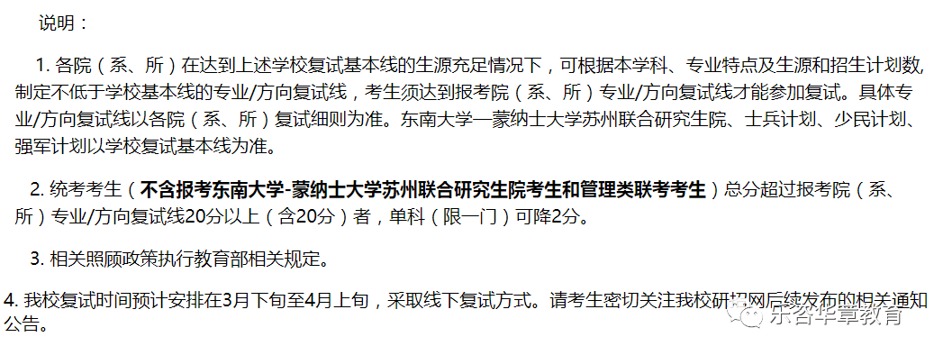 东南大学2023年硕士研究生复试基本线发布！